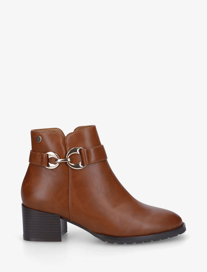 Bottines en simili à talon et boucle - Camel - 5