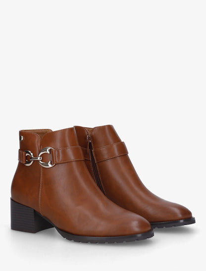 Bottines en simili à talon et boucle - Camel - 4