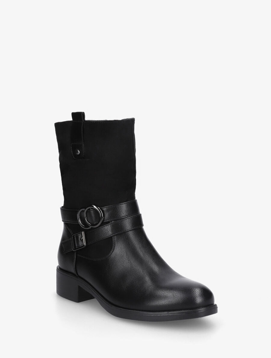 Bottines bimatière à ceinturon - Noir - 2