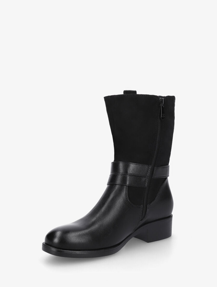 Bottines bimatière à ceinturon - Noir - 3