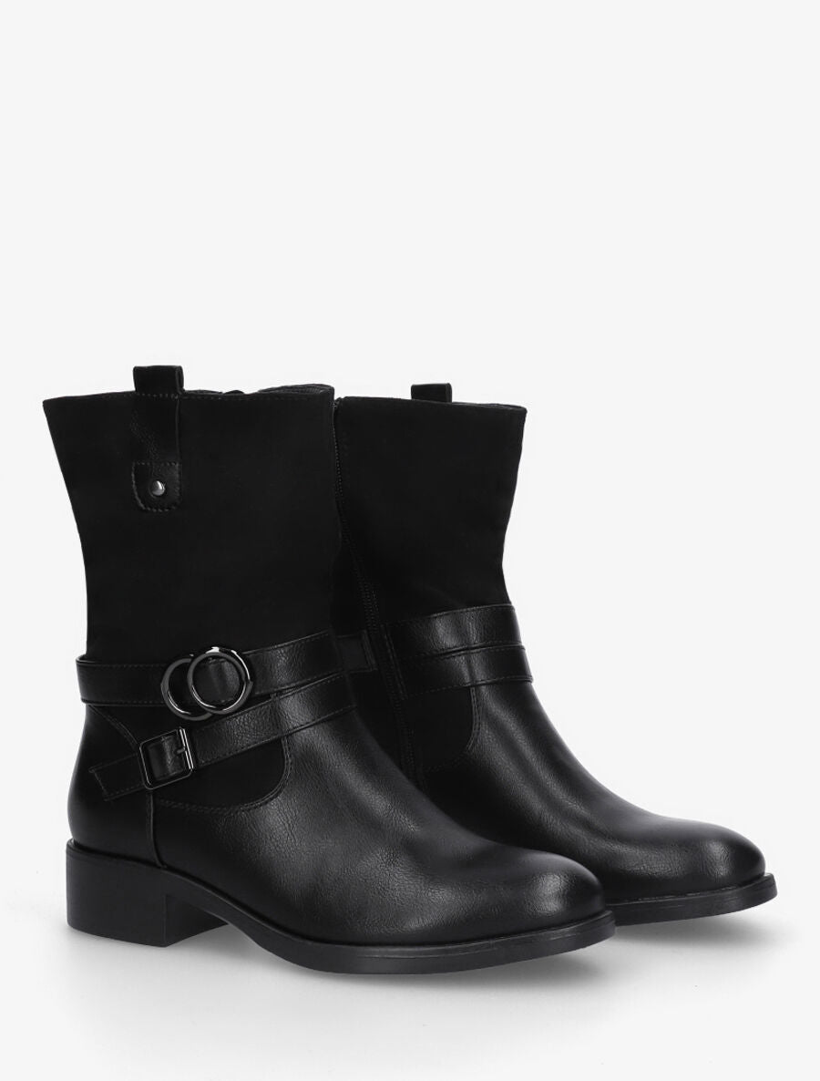 Bottines bimatière à ceinturon - Noir - 4