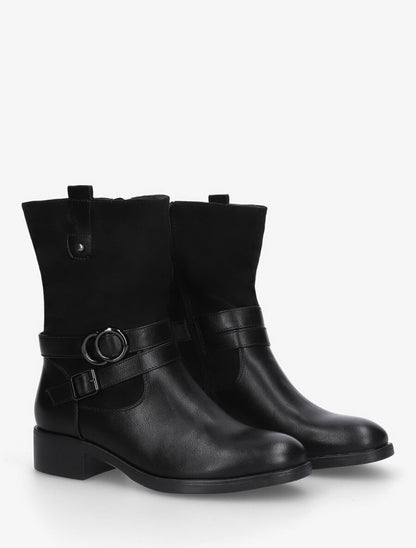 Bottines bimatière à ceinturon - Noir - 4