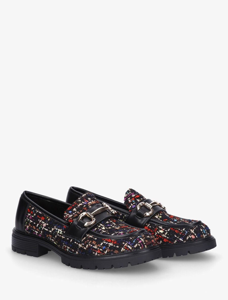 Mocassins effet tweed - Noir - 4