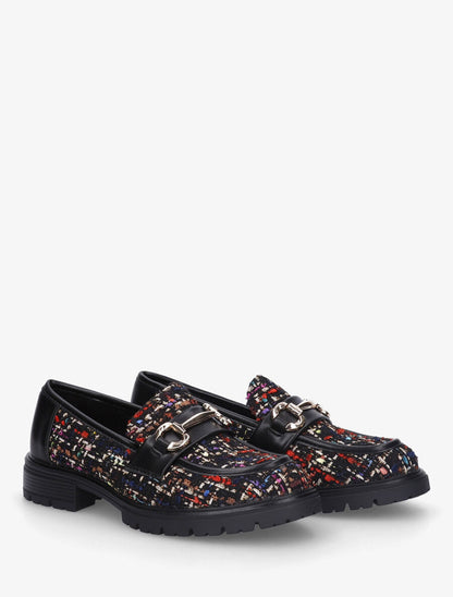Mocassins effet tweed - Noir - 4