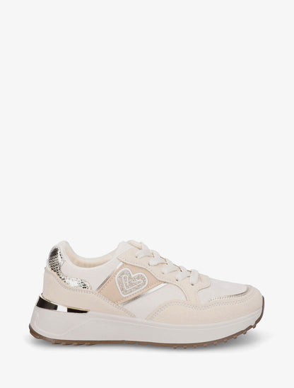 Baskets bimatière à détail métallique - Beige - 5