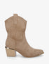 Bottines style santiags en suédine - Taupe - 5