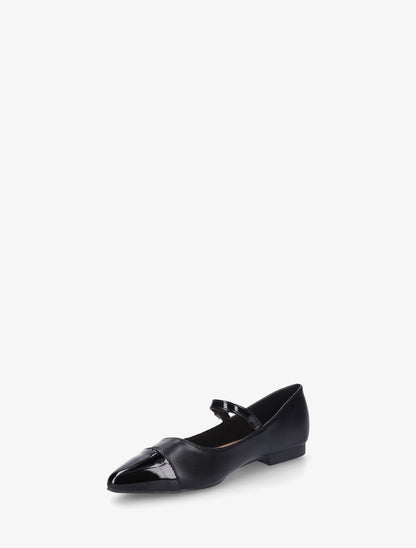 Ballerines en simili à boucle strassée - Noir - 3