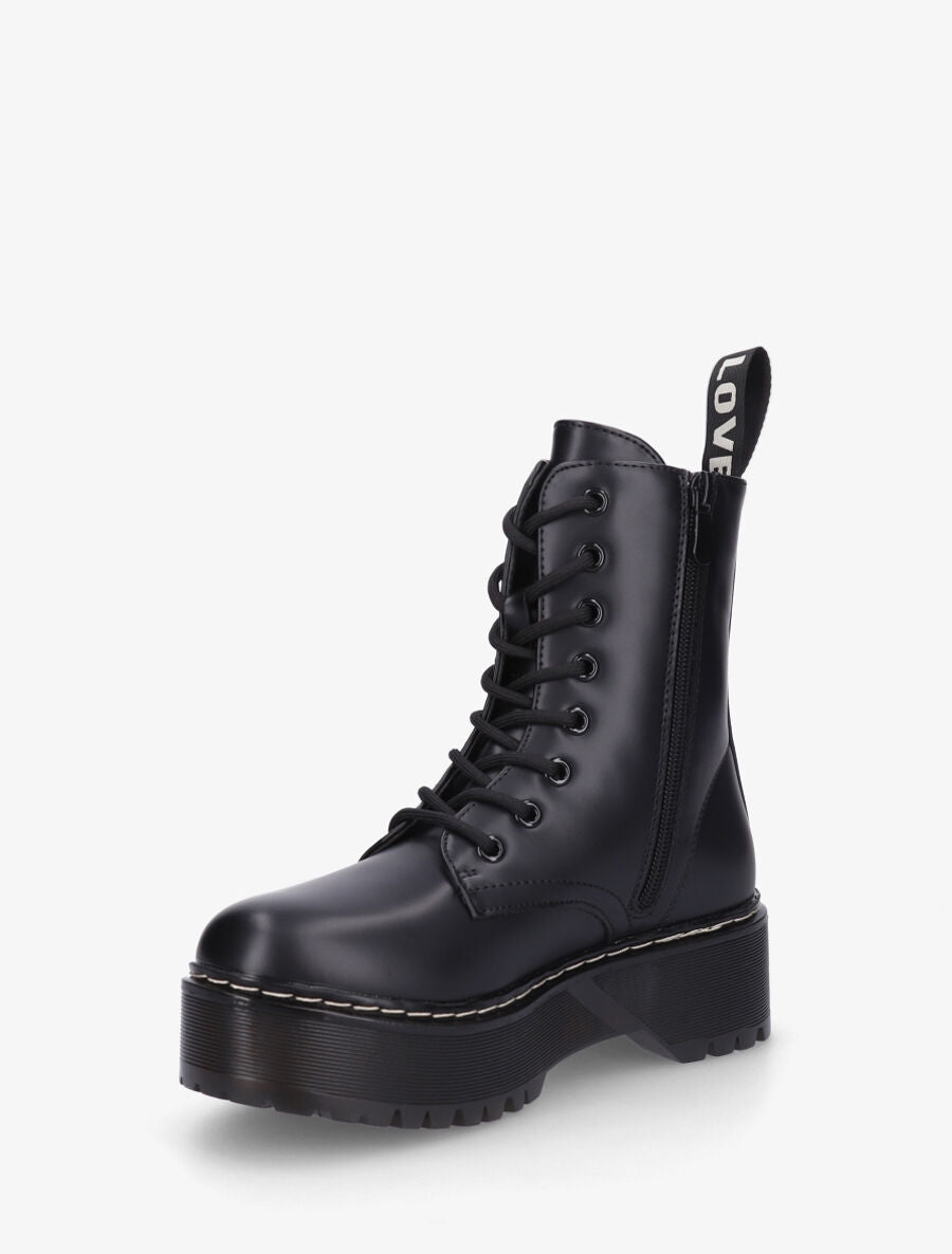 Bottines montantes en simili - Noir - 3