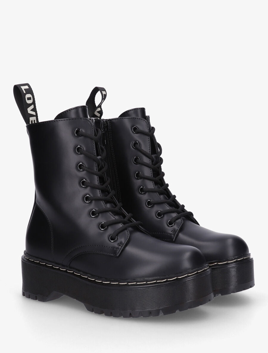 Bottines montantes en simili - Noir - 4