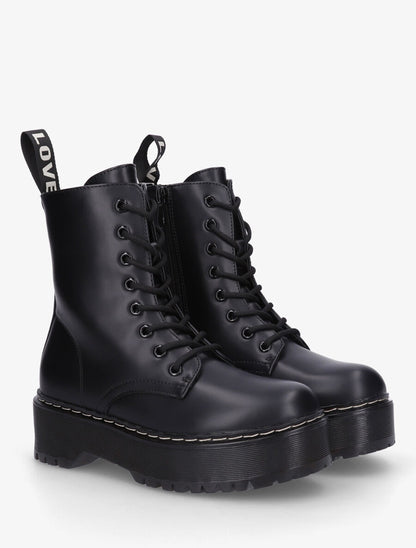 Bottines montantes en simili - Noir - 4