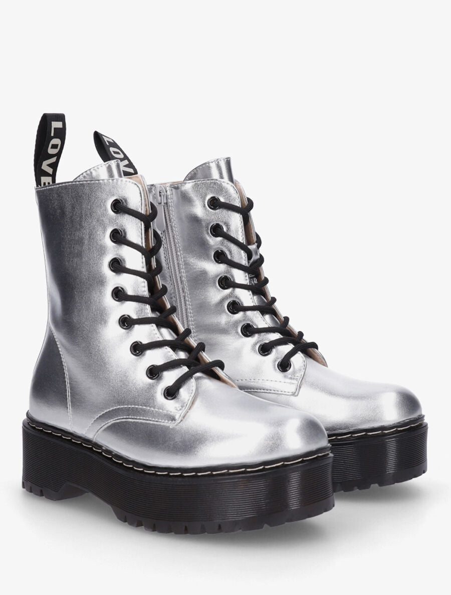 Bottines montantes en simili brillant - Argent - 4