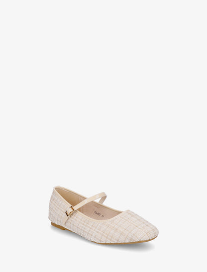 Ballerines effet tweed à bride - Beige - 2