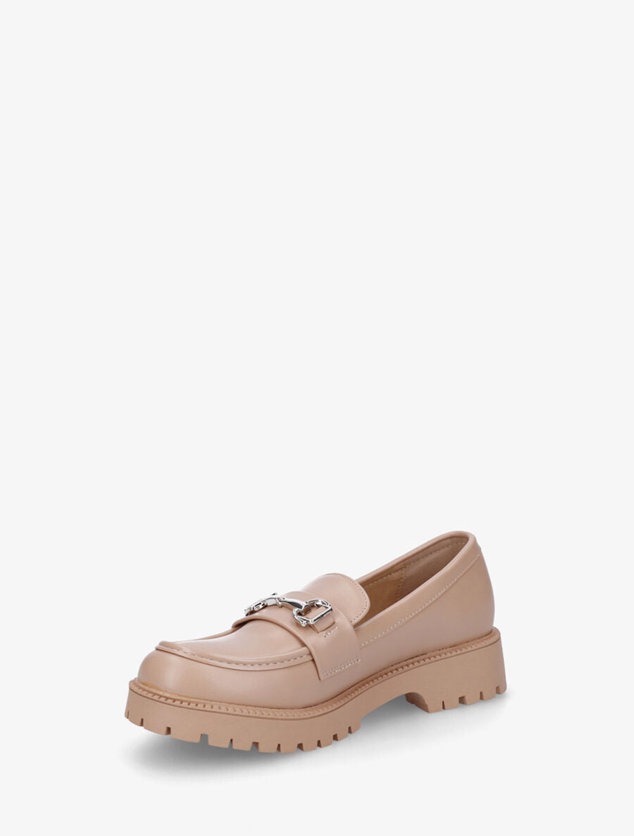 Mocassins en simili à semelle crantée - Taupe - 3