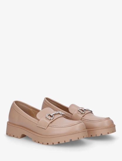 Mocassins en simili à semelle crantée - Taupe - 4