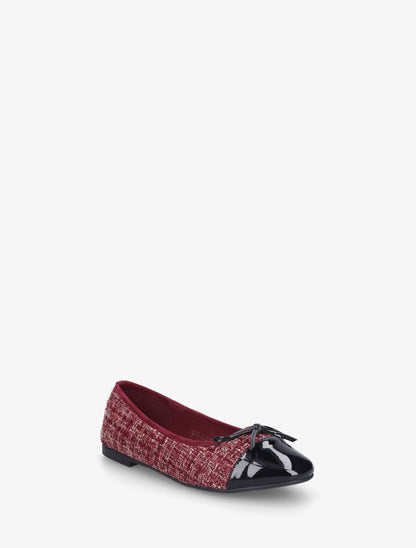 Ballerines effet tweed et nœud - Bordeaux - 2