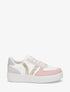 Sneakers à lacets et bandes à paillettes - Rose - 1