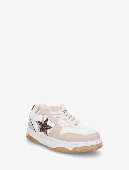 Sneakers à motif étoile et contrefort contrastant - Beige - 2