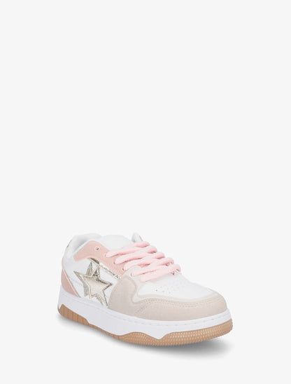 Sneakers à motif étoile et contrefort contrastant - Rose - 2