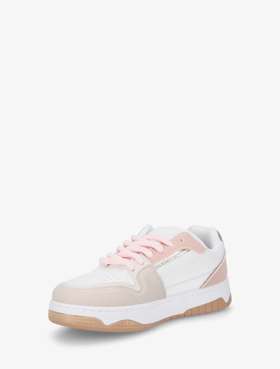 Sneakers à motif étoile et contrefort contrastant - Rose - 3