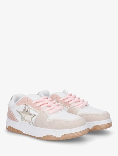 Sneakers à motif étoile et contrefort contrastant - Rose - 4