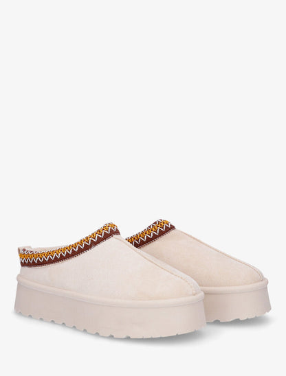 Bottines basses fourrées à liseret fantaisie - Beige - 4