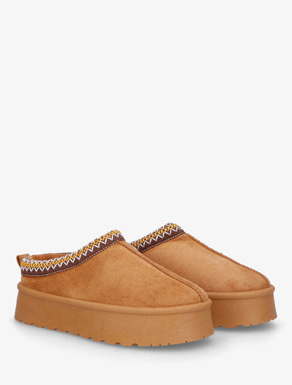 Bottines basses fourrées à liseret fantaisie - Camel - 4