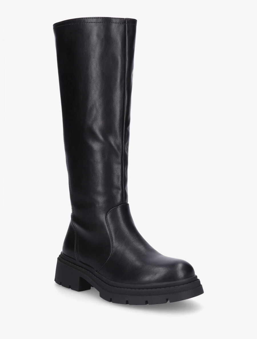 Bottes en simili à bande élastiquée - Noir - 2