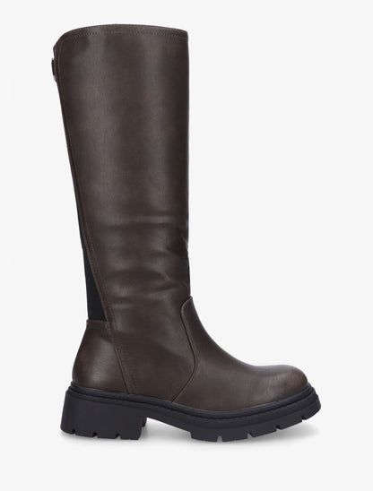 Bottes en simili à bande élastiquée - Marron - 1