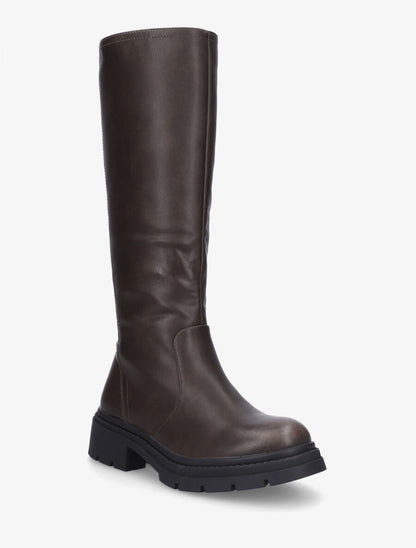 Bottes en simili à bande élastiquée - Marron - 2