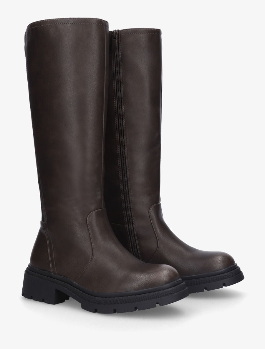 Bottes en simili à bande élastiquée - Marron - 4