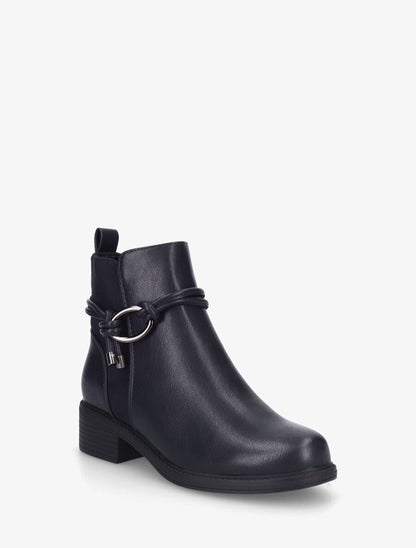Bottines unies bi-matière - Marine - 2