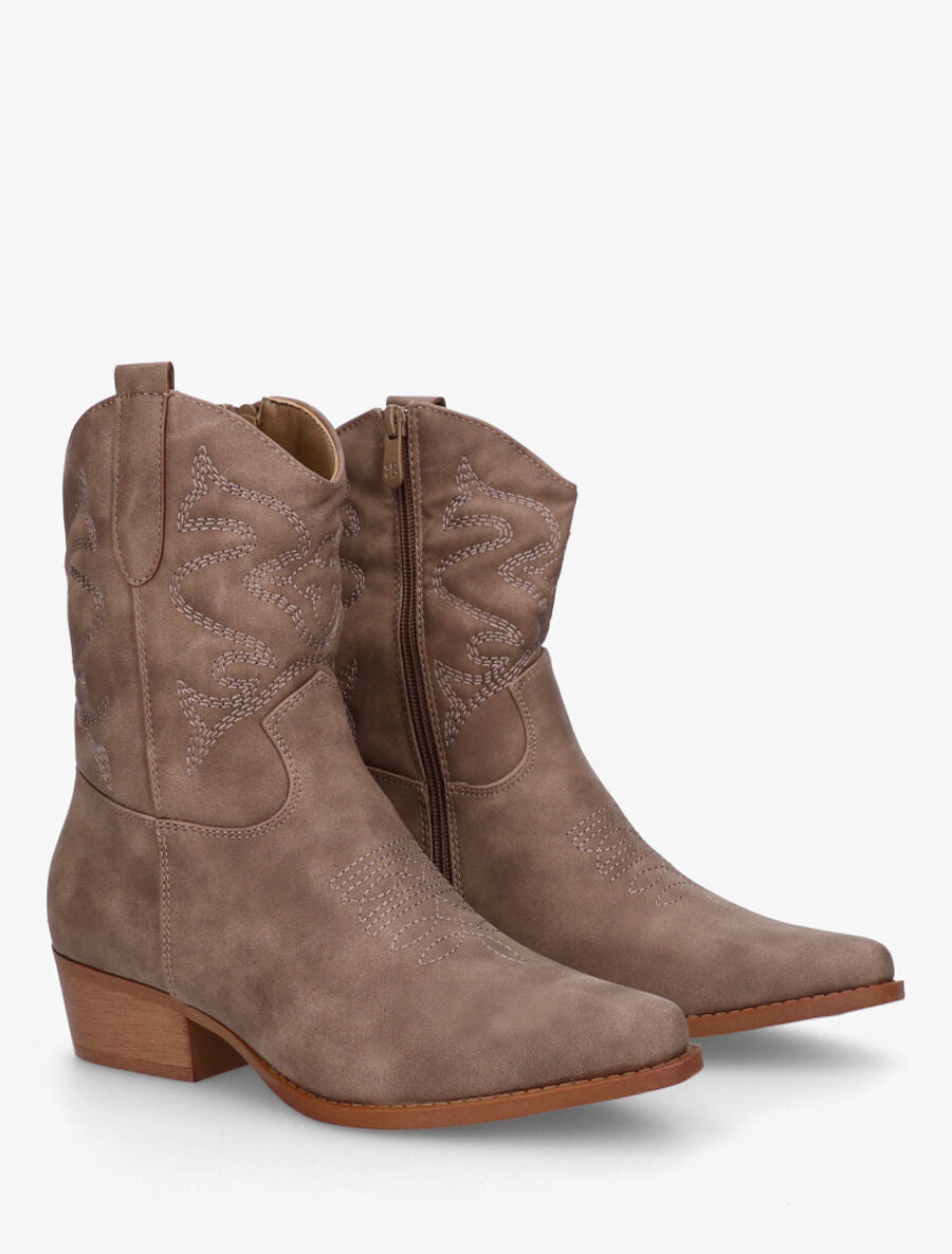 Bottines style santiags - Taupe - 4