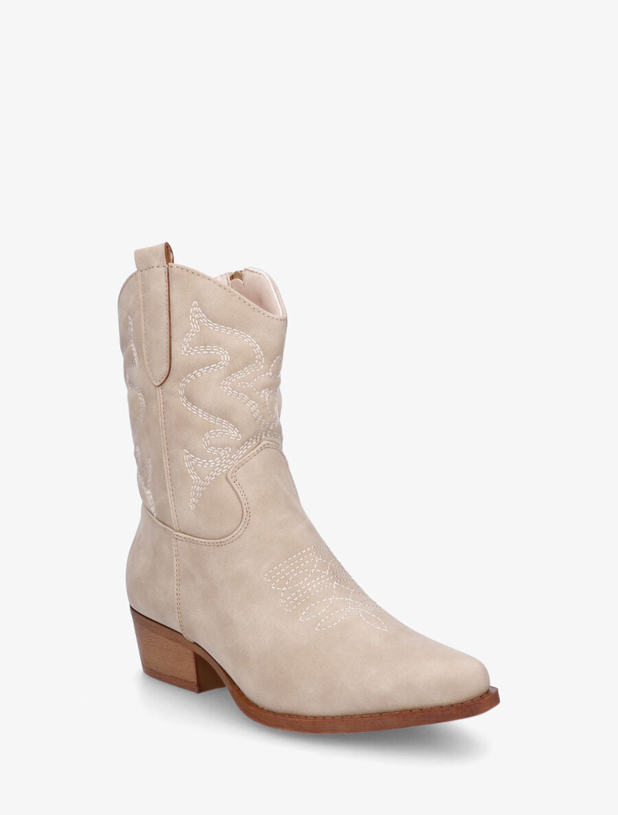 Bottines style santiags - Beige - 2
