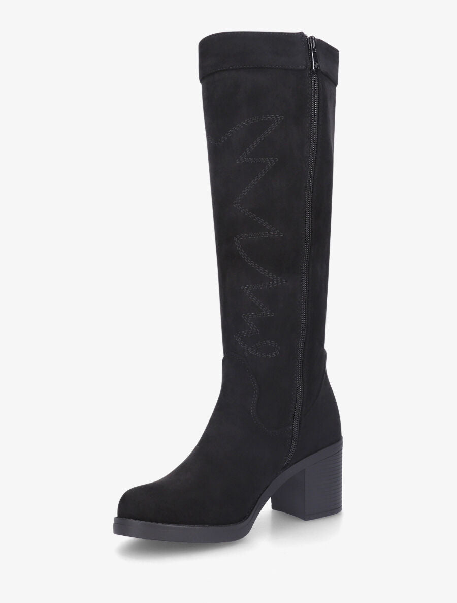 Bottes en suédine brodées - Noir - 3