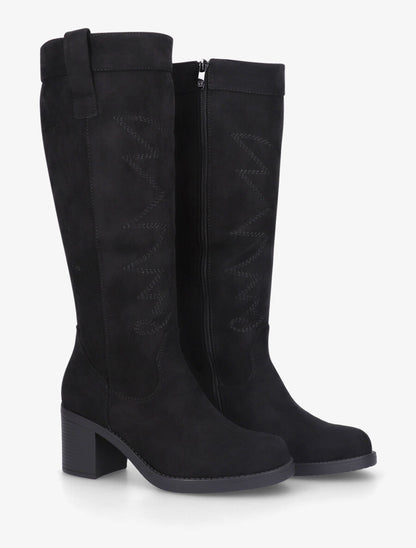 Bottes en suédine brodées - Noir - 4