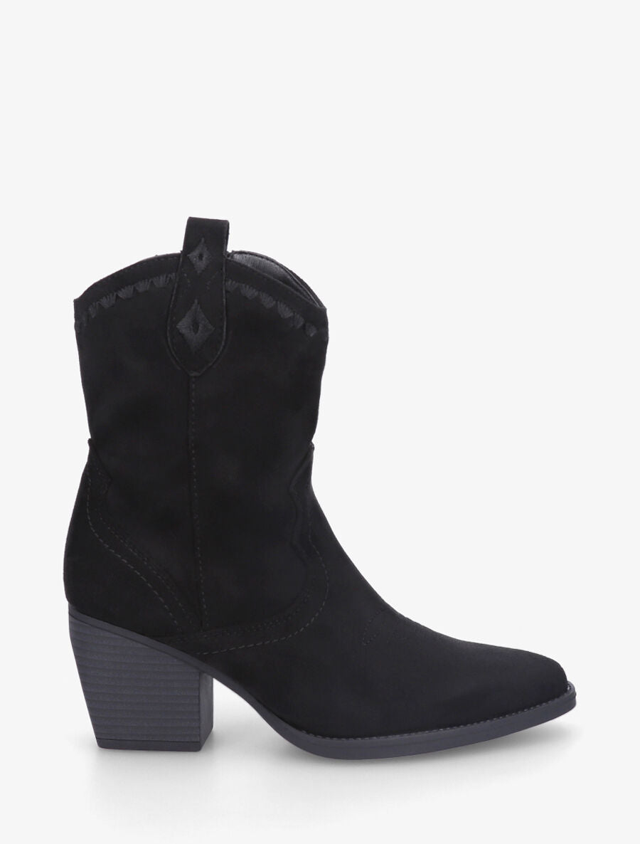 Bottines santiags à talon bottier - Noir - 1