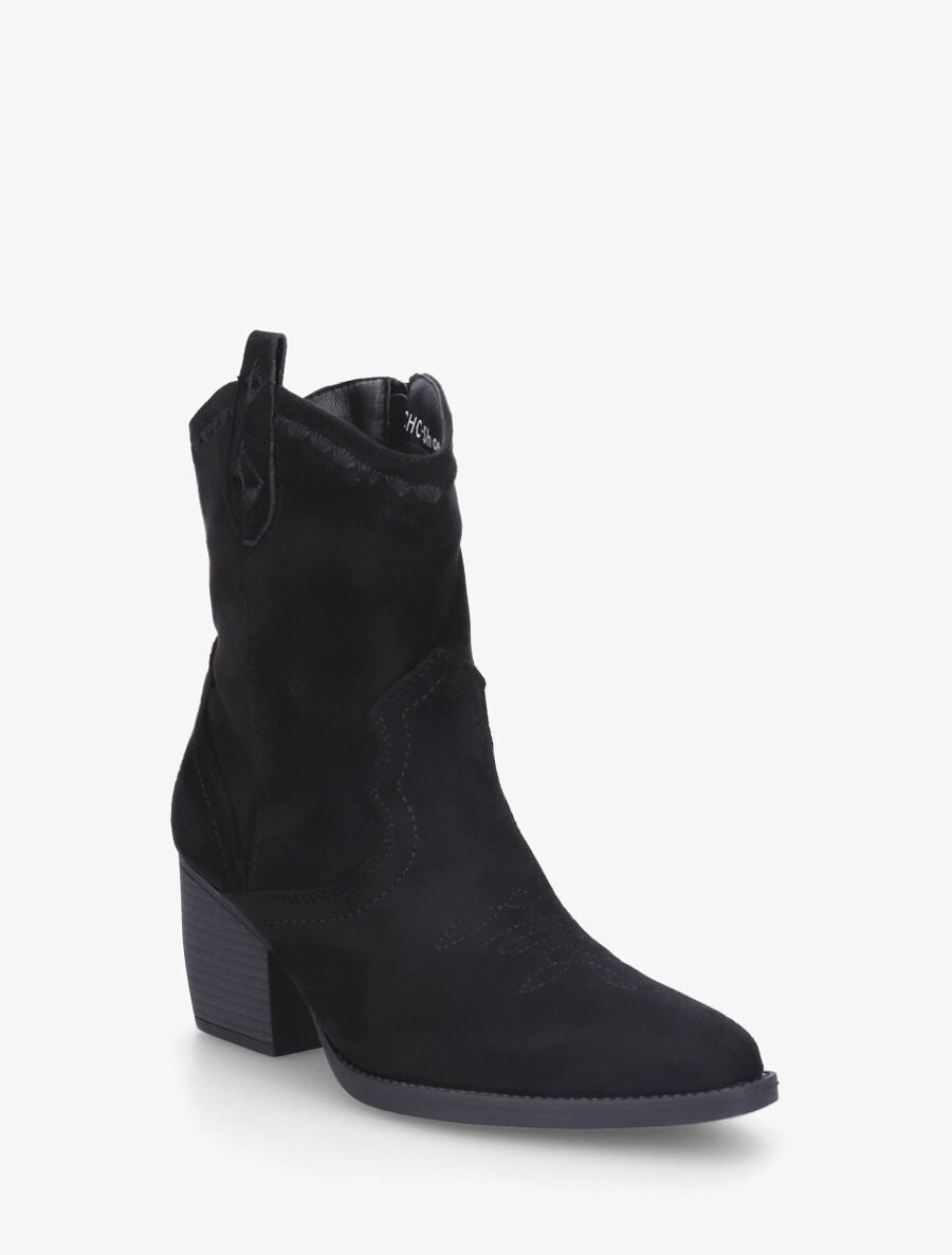 Bottines santiags à talon bottier - Noir - 2
