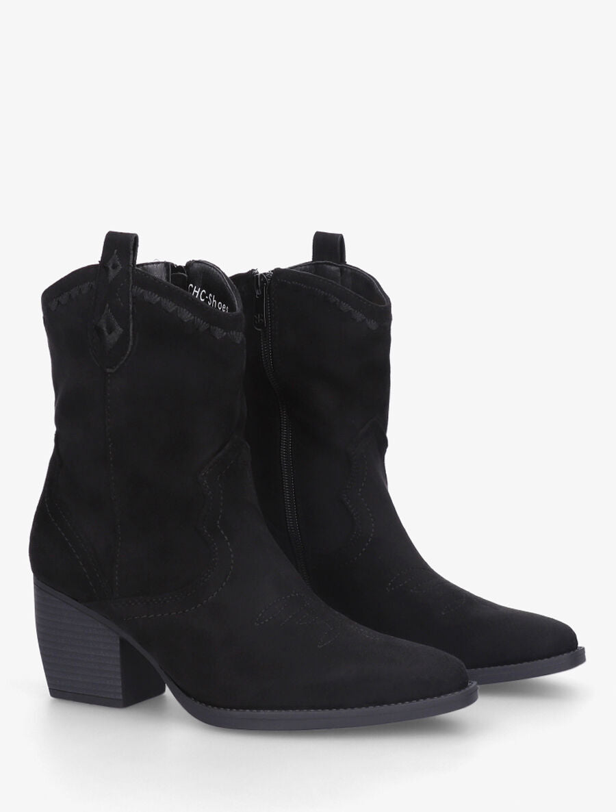 Bottines santiags à talon bottier - Noir - 4