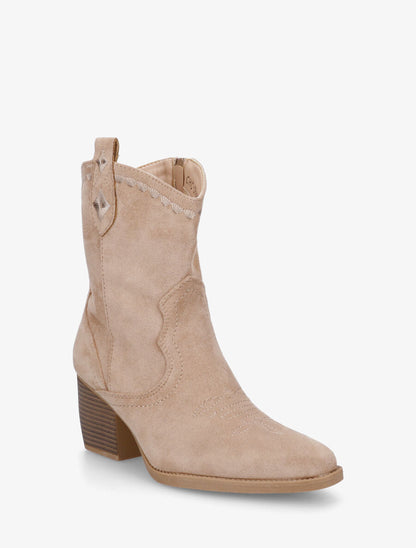 Bottines santiags à talon bottier - Taupe - 2