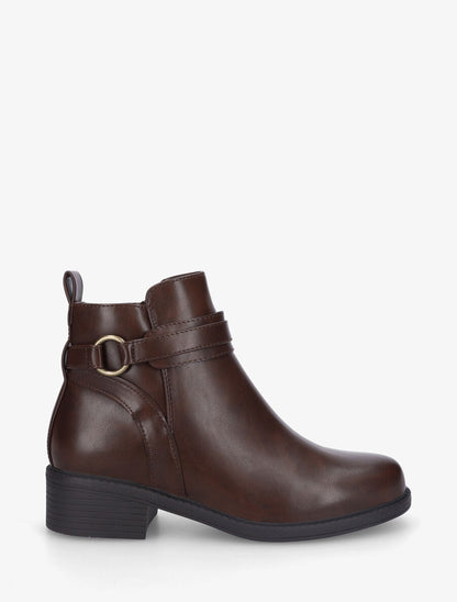 Bottines unies en simili - Marron - 1