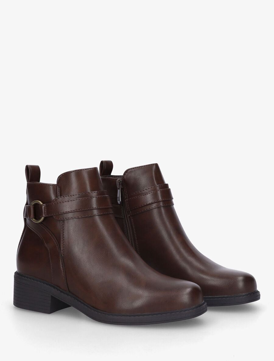 Bottines unies en simili - Marron - 4