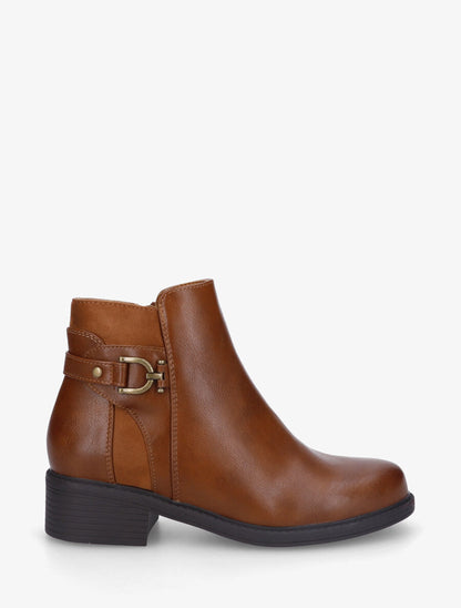 Bottines en simili et suédine - Camel - 1