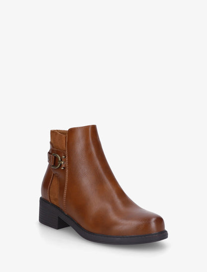 Bottines en simili et suédine - Camel - 2