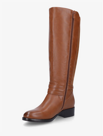 Bottes en similicuir à empiècement suédine - Camel - 3