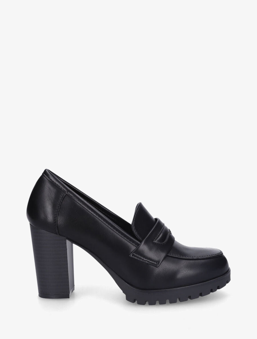 Mocassins à talon bloc - Noir - 1