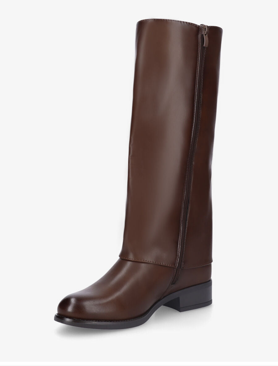 Bottes en simili effet pantalon - Marron - 3