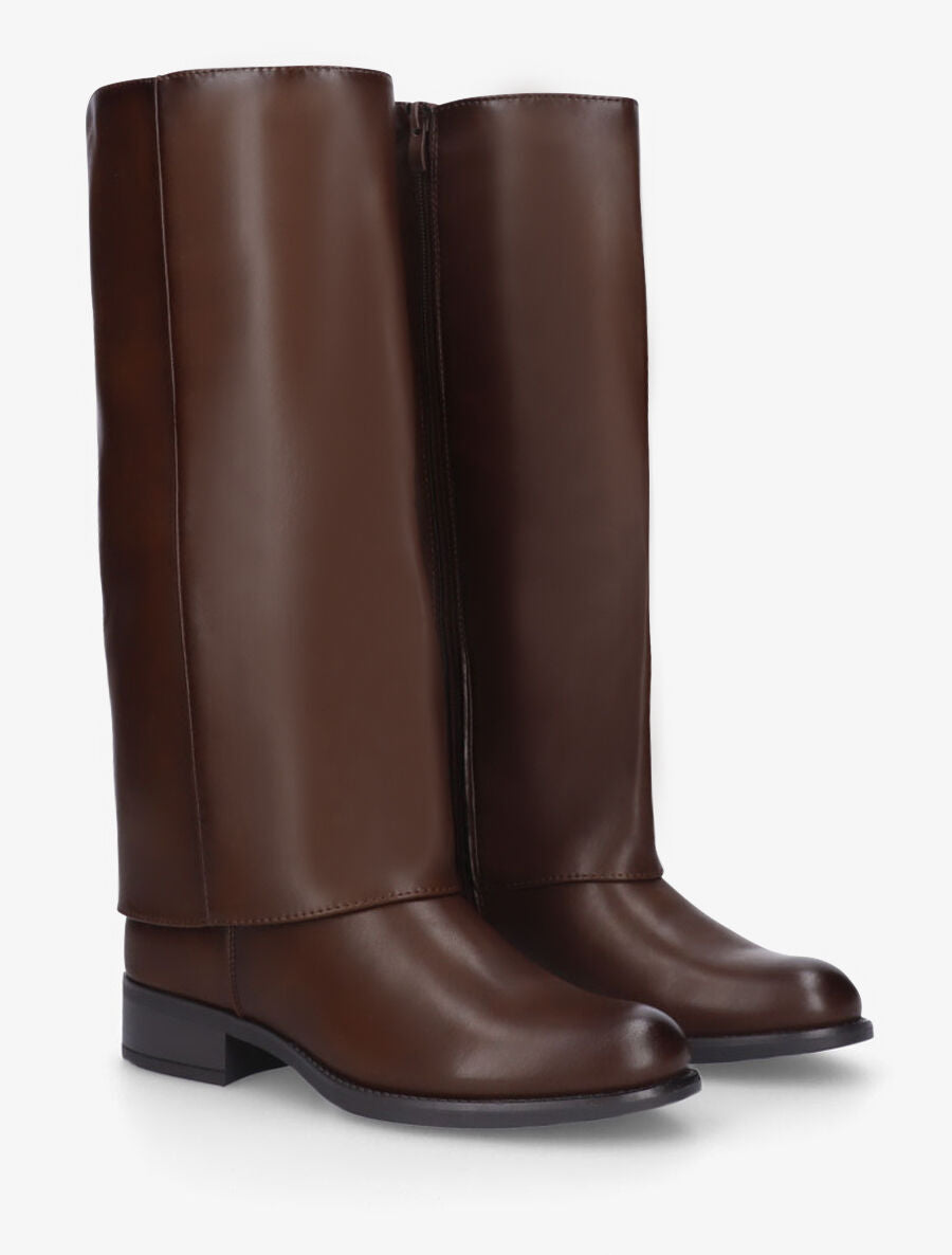 Bottes en simili effet pantalon - Marron - 4