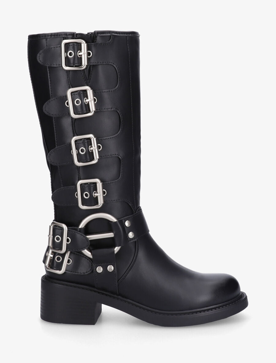 Bottes en simili à boucles - Noir - 1