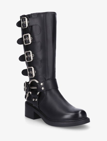 Bottes en simili à boucles - Noir - 2