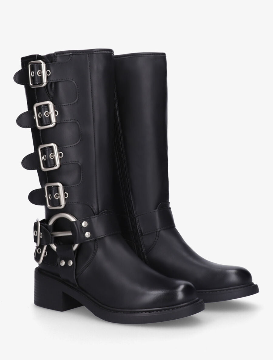 Bottes en simili à boucles - Noir - 4